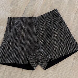Sparkling Black Rhinestone Bike Shorts